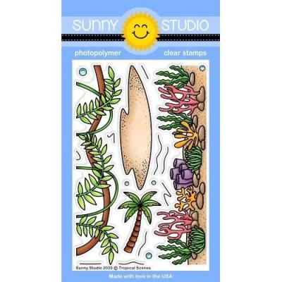 Sunny Studio Clear Stamps - Tropical Scenes